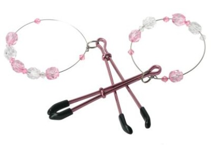 Picture of Fresh Pink Beaded Tweezer Nipple Clamps