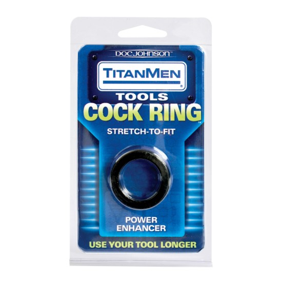 Picture of TitanMen Stretch-to-Fit Cock Ring- Black