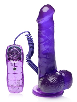 Picture of 7.5 Inch Suction Cup Vibrating Dildo - Purple