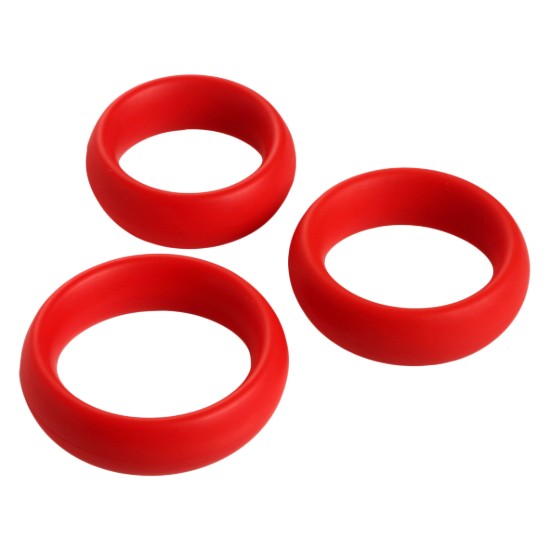 Picture of 3 Piece Silicone Cock Ring Set - Red