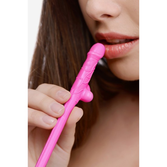 Picture of Penis Sipping Straws 10 Pack - Pink