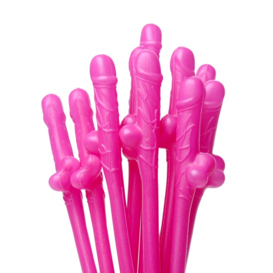 Picture of Penis Sipping Straws 10 Pack - Pink