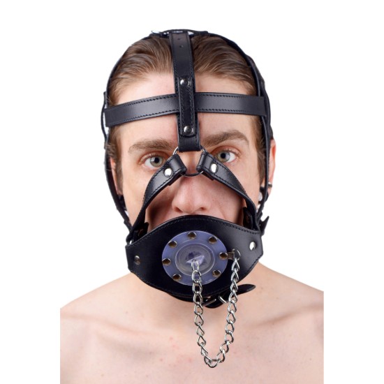 Picture of Plug It Up Leather Head Harness with Mouth Gag