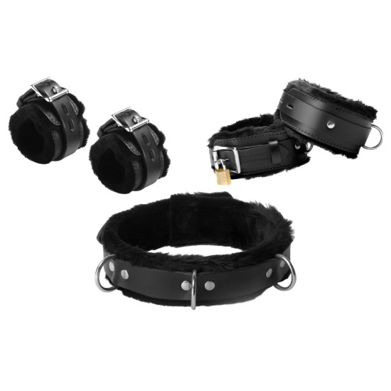 Picture of Fur Lined Leather Bondage Essentials Kit