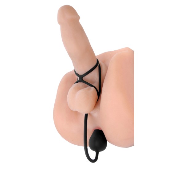 Picture of Triple Threat Silicone Tri Cock Ring with Anal Plug