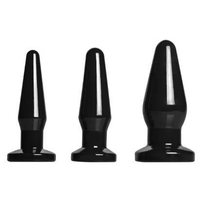 Picture of Level Up 3 Piece Anal Plug Set- Black