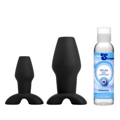 Picture of Hollow Anal Plug Trainer Set with Desensitizing Lube