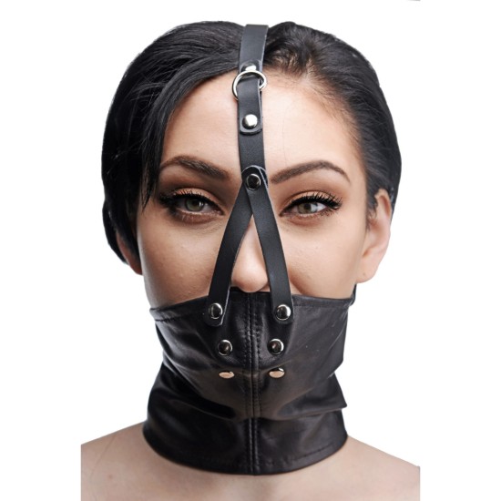 Picture of Leather Neck Corset Harness with Stuffer Gag