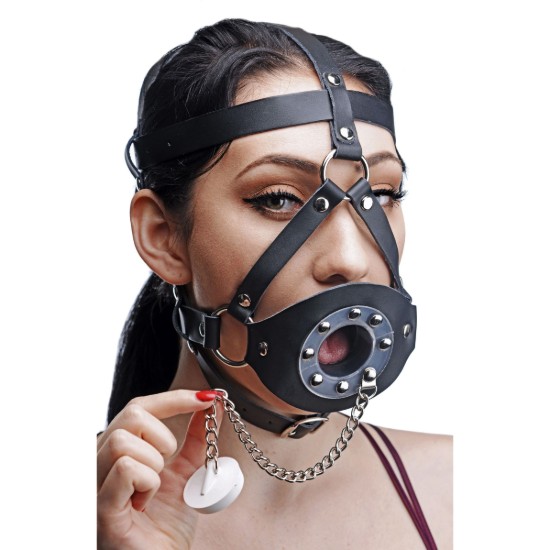 Picture of Plug Your Hole Open Mouth Leather Head Harness