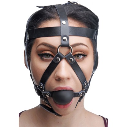 Picture of Leather Head Harness with Ball Gag