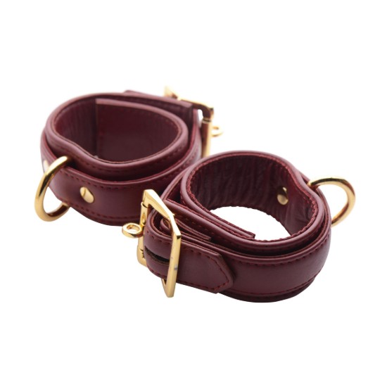 Picture of Strict Leather Luxury Burgundy Locking Wrist Cuffs