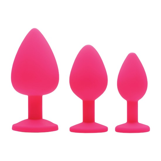 Picture of Pink Pleasure 3 Piece Silicone Anal Plugs with Gems