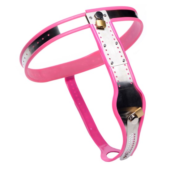 Picture of Pink Stainless Steel Adjustable Female Chastity Belt