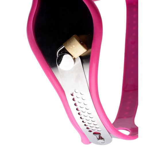 Picture of Pink Stainless Steel Adjustable Female Chastity Belt