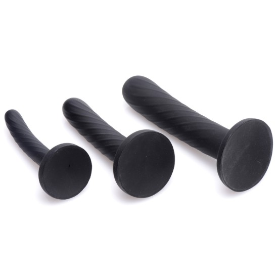 Picture of Trinity Strap-On Silicone 3 Piece Dildo Set - Black