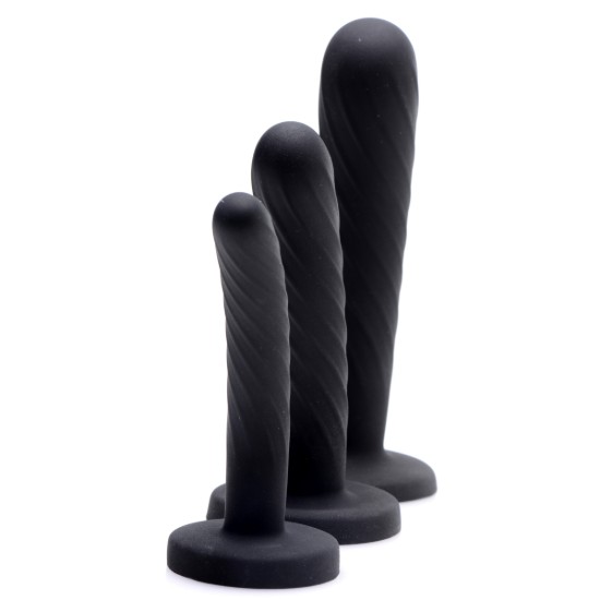 Picture of Trinity Strap-On Silicone 3 Piece Dildo Set - Black