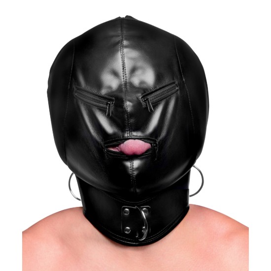 Picture of Bondage Hood with Posture Collar and Zippers