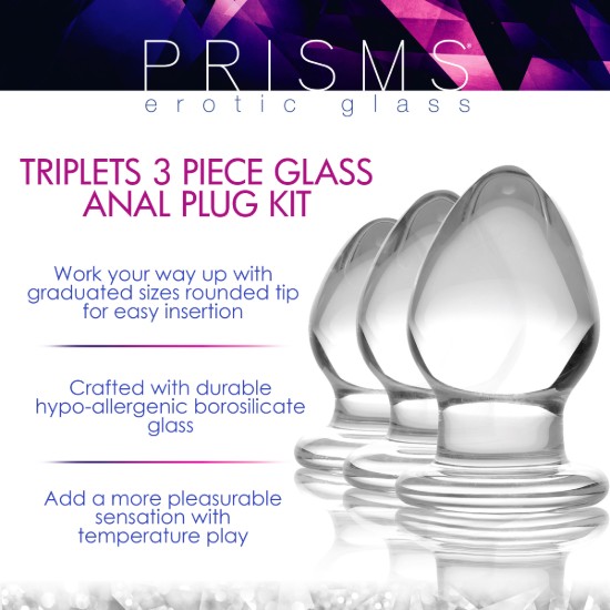 Picture of Triplets 3 Piece Glass Anal Plug Kit