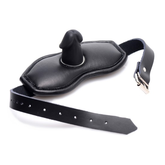 Picture of Leather Padded Silicone Penis Mouth Gag