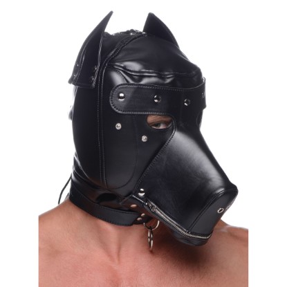 Picture of Muzzled Universal BDSM Hood with Removable Muzzle