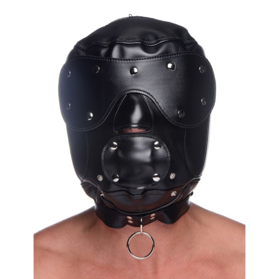 Picture of Muzzled Universal BDSM Hood with Removable Muzzle