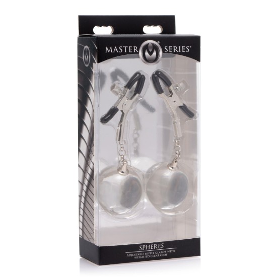 Picture of Spheres Adjustable Nipple Clamps with Weighted Clear Orbs