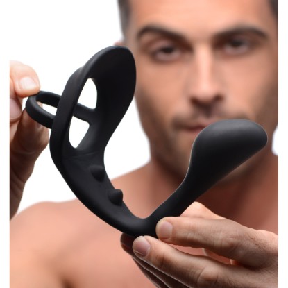 Picture of Excursion Silicone Triple Stim Anal Plug with Cock and Ball Ring