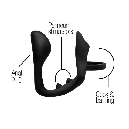 Picture of Excursion Silicone Triple Stim Anal Plug with Cock and Ball Ring