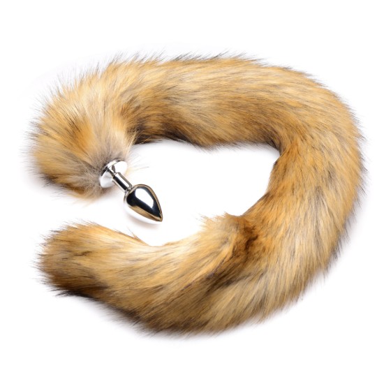Picture of Extra Long Mink Tail Metal Anal Plug- Brown
