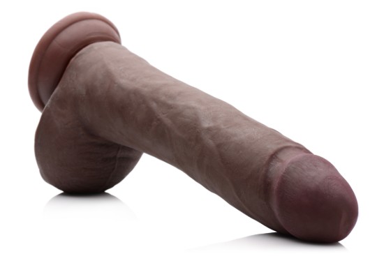 Picture of 10 Inch Ultra Real Dual Layer Suction Cup Dildo- Dark Skin Tone