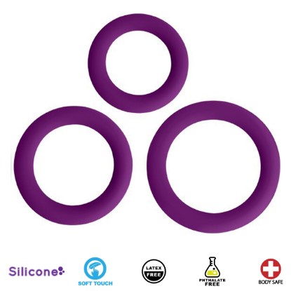 Picture of Love Ring Trio Silicone Cock Rings - Purple