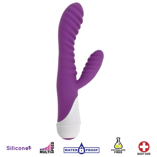 Picture of Celia 20x Ribbed Silicone Rabbit Vibe- Purple