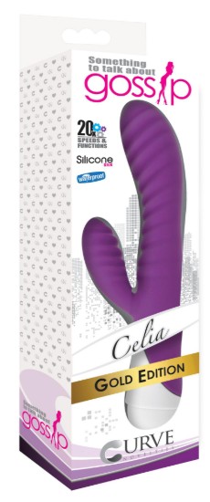 Picture of Celia 20x Ribbed Silicone Rabbit Vibe- Purple