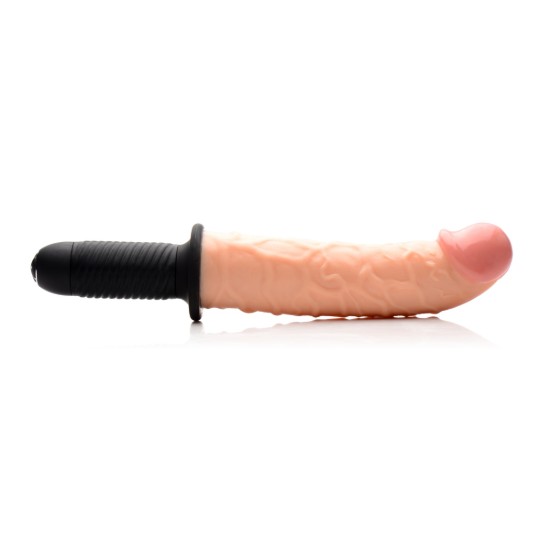 Picture of The Curved Dicktator 13 Mode Vibrating Giant Dildo Thruster - Flesh