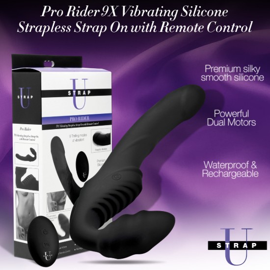 Picture of Pro Rider 9X Vibrating Silicone Strapless Strap On with Remote Control