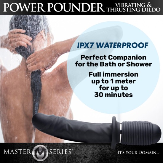 Picture of Power Pounder Vibrating and Thrusting Silicone Dildo - Black