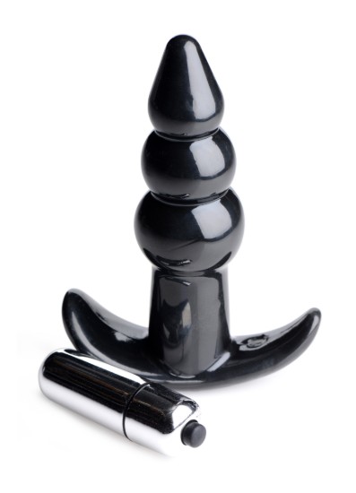 Picture of Ribbed Vibrating Butt Plug - Black