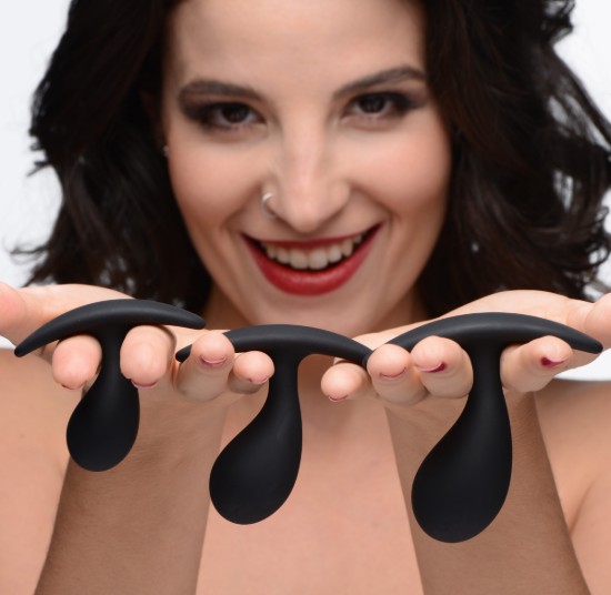 Picture of Dark Droplets 3 Piece Curved Silicone Anal Trainer Set