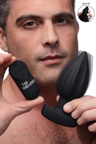 Picture of The Assterisk 10X Ribbed Silicone Remote Control Vibrating Butt Plug