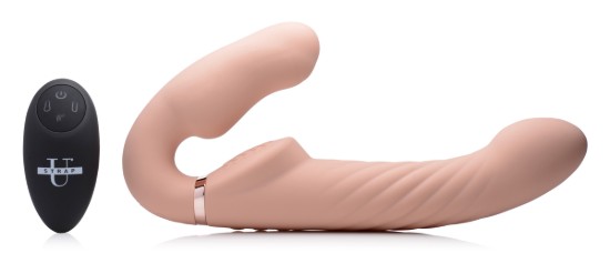Picture of Ergo-Fit Twist Inflatable Vibrating Silicone Strapless Strap-on - Beige