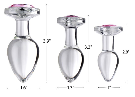 Picture of Pink Gem Glass Anal Plug Set
