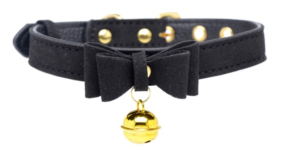 Picture of Golden Kitty Cat Bell Collar - Black/Gold