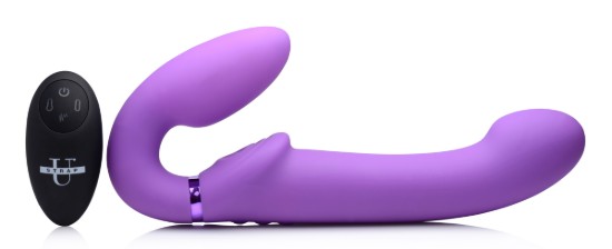 Picture of 10X Remote Control Ergo-Fit G-Pulse Inflatable and Vibrating Strapless Strap-on - Purple