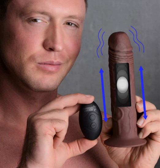 Picture of 7X Remote Control Vibrating and Thumping Dildo - Dark