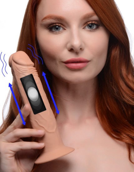 Picture of 7X Remote Control Vibrating and Thumping Dildo - Medium