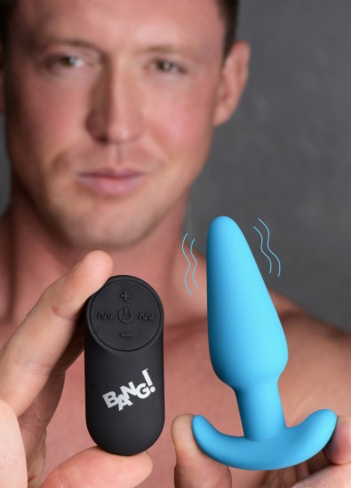 Picture of Remote Control 21X Vibrating Silicone Butt Plug - Blue
