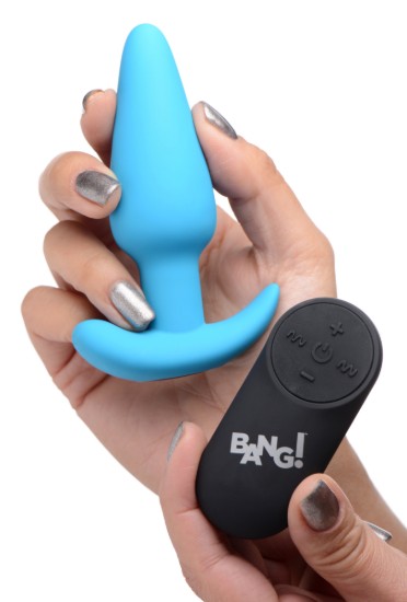 Picture of Remote Control 21X Vibrating Silicone Butt Plug - Blue