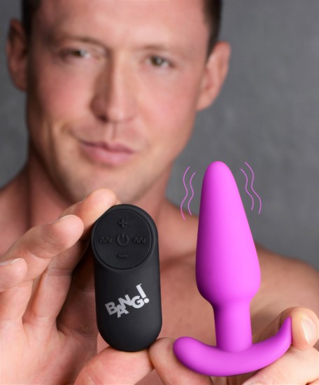 Picture of Remote Control 21X Vibrating Silicone Butt Plug - Purple