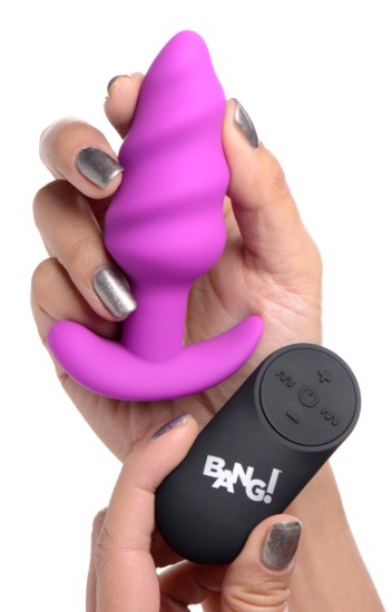 Picture of Remote Control 21X Vibrating Silicone Swirl Butt Plug - Purple