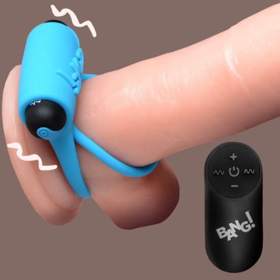 Picture of Remote Control 28X Vibrating Cock Ring and Bullet - Blue